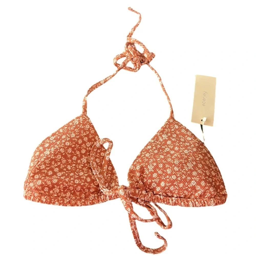 NWT Eberjey Women’s Garden Nessa Bikini Top in Redwood & Sand in size Small
